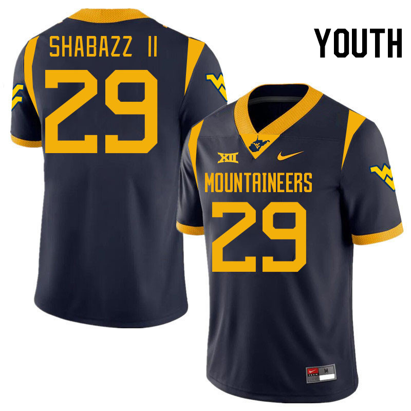 Youth #29 Deuce Shabazz II West Virginia Mountaineers College 2024 New Uniforms Football Jerseys Sti